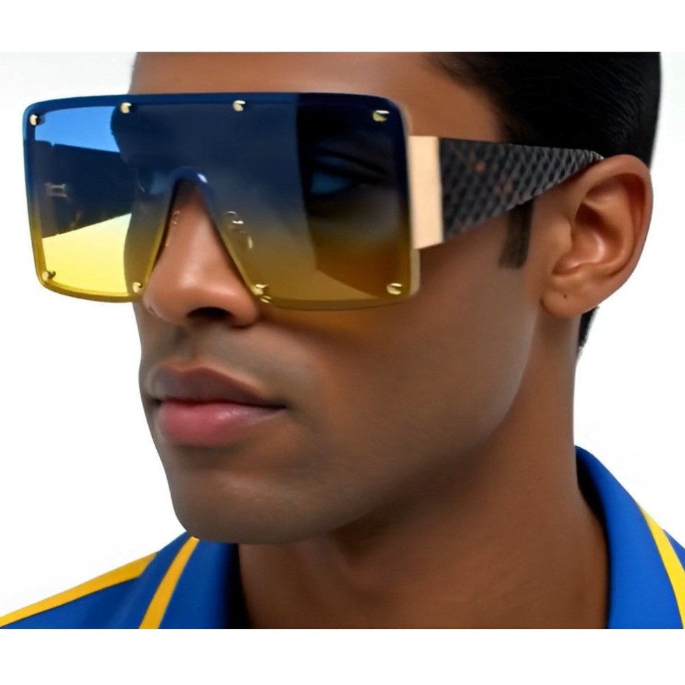 Oversized Modern Retro Shield‎ Party Raver Club DJ Men Large Beach Lentes Gafas